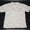 Avirex X-Large Graphic V-Neck Tee – All Over Chain & Eagle Print – White/Grey