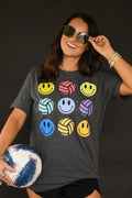 Neon Volleyballs and Smileys Tee