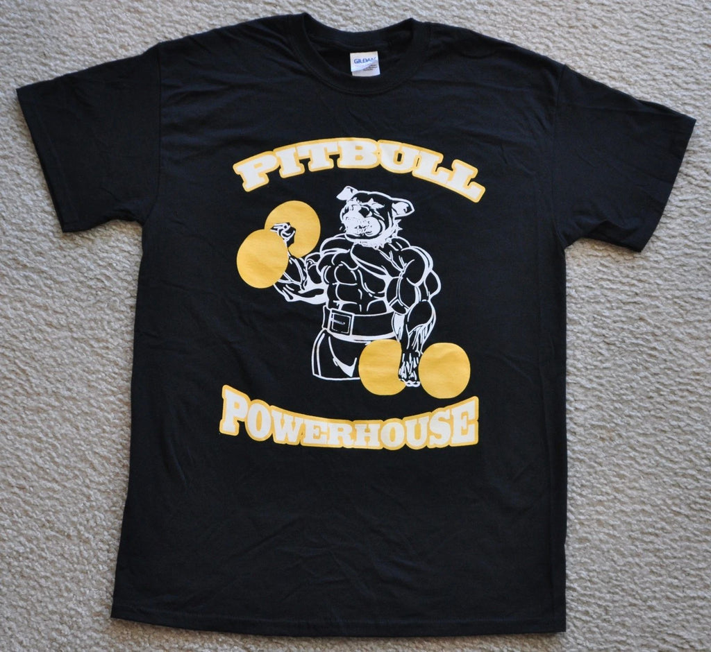 Pitbull Powerhouse Workout Bodybuilding Gym T-shirt Black / White / Gold M L XL