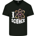 I Love Science Physics Chemistry Biology Nerd Mens V-Neck Cotton T-Shirt