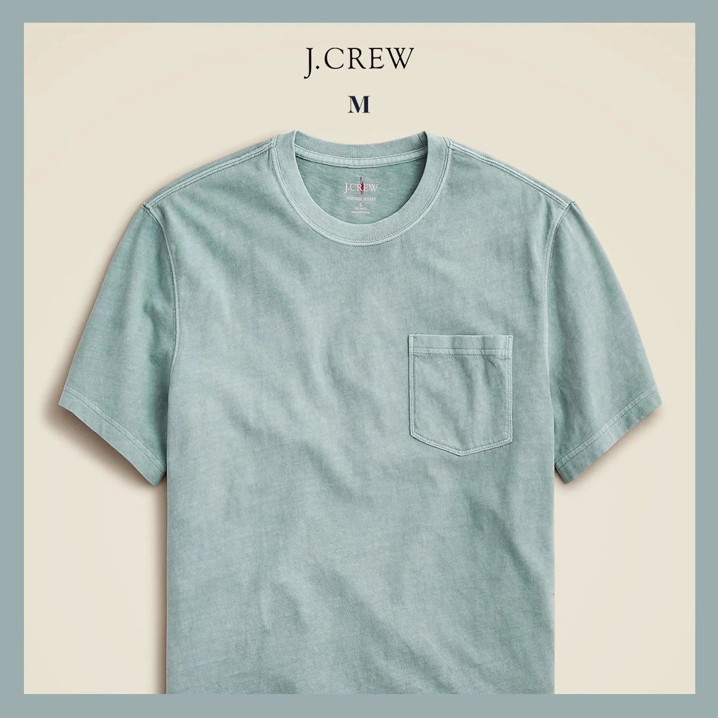 NWT - J. CREW Men's Vintage-Wash Cotton Pocket T-Shirt Alhambra Green Sz M - $39