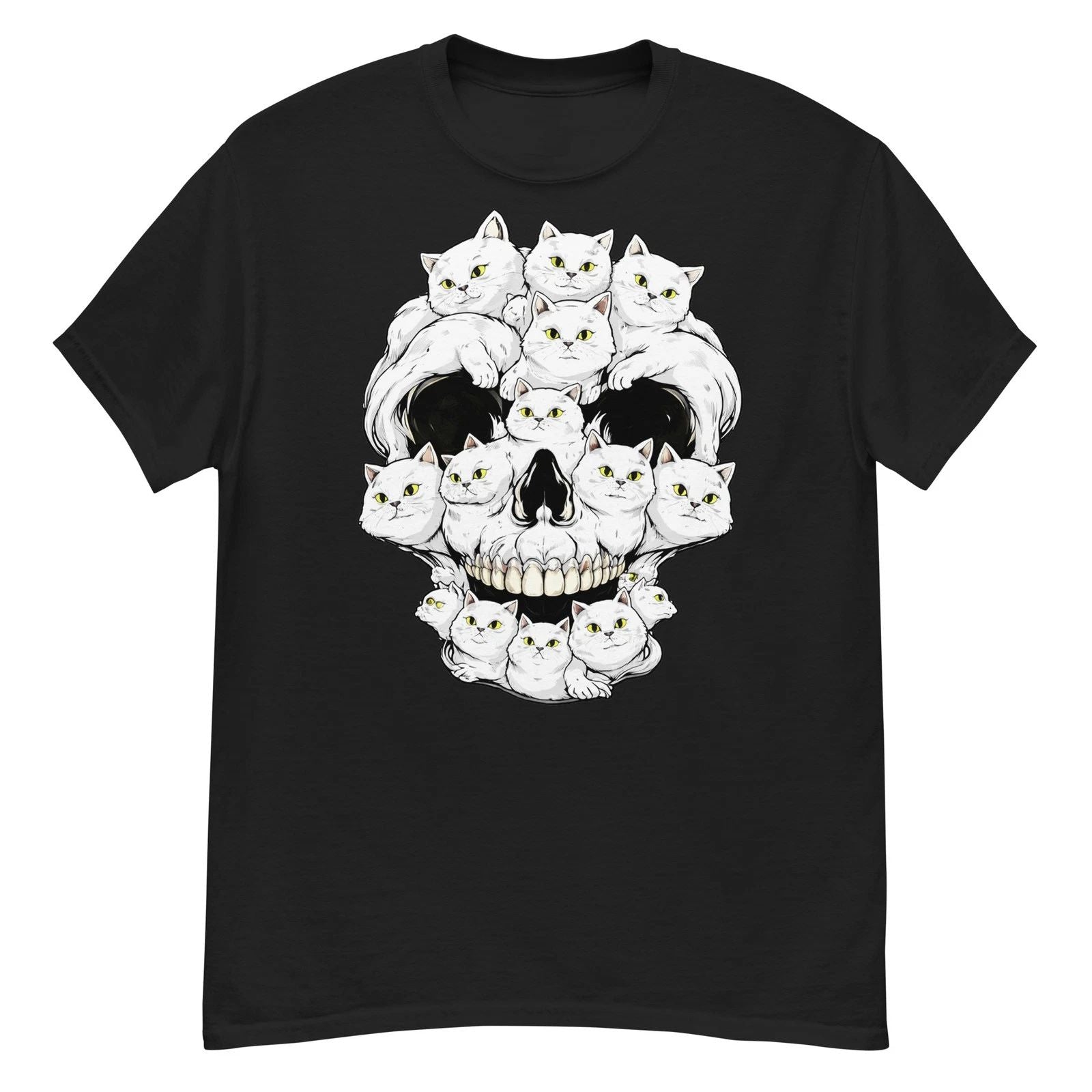 Skull Cat Graphic T-Shirt 100% Cotton