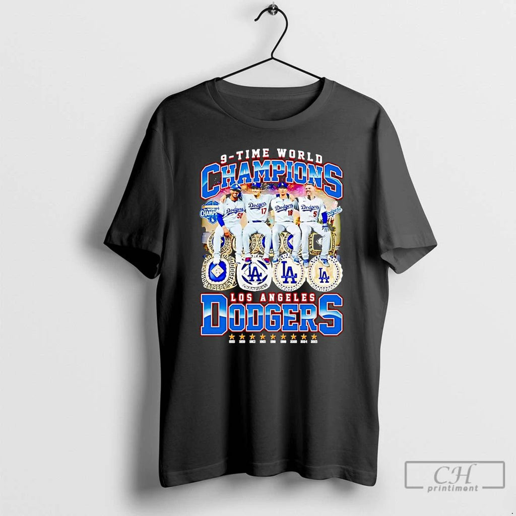 Premium Los Angeles Dodgers 9 Time World Series Champions Players T Shirts