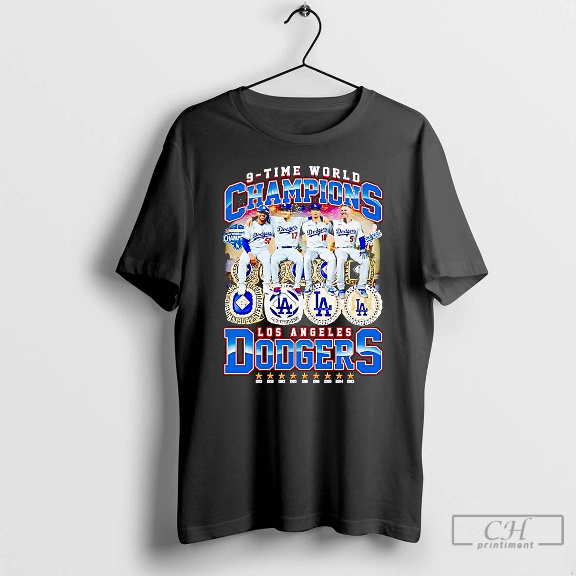 Premium Los Angeles Dodgers 9 Time World Series Champions Players T Shirts