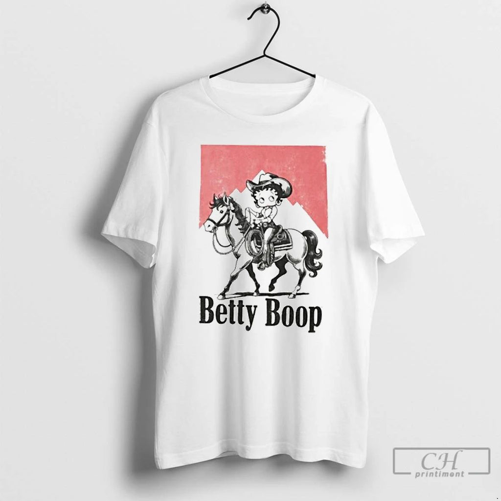 Classic Betty Boop Riding Horse Retro Ornaments T Shirts