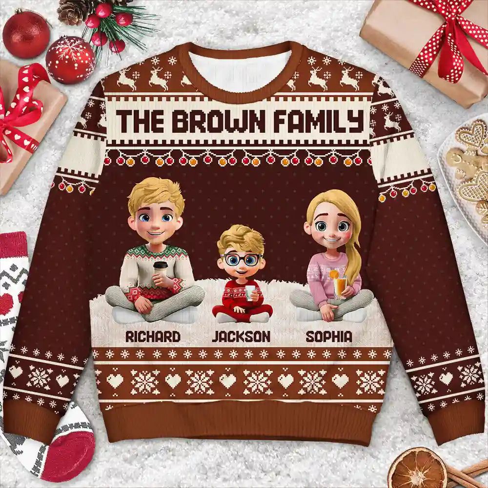 Christmas Family 3D Effect Couple Parent - Personalized Unisex Ugly Sweater