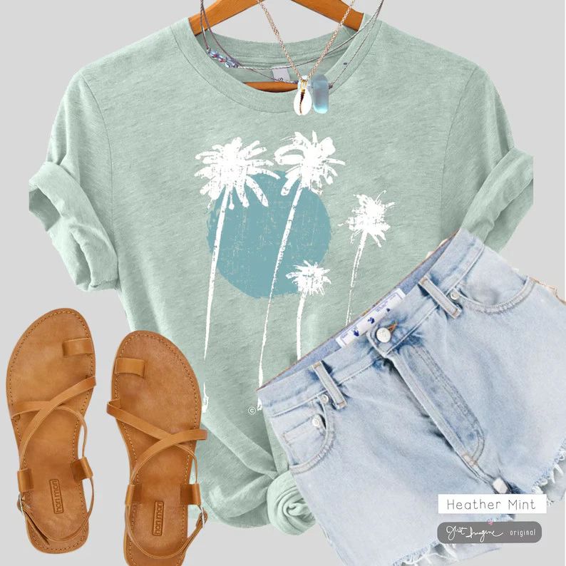 Comfort Tee Palm Sunset Boho Beach Tropical Summer Vacation Shirt