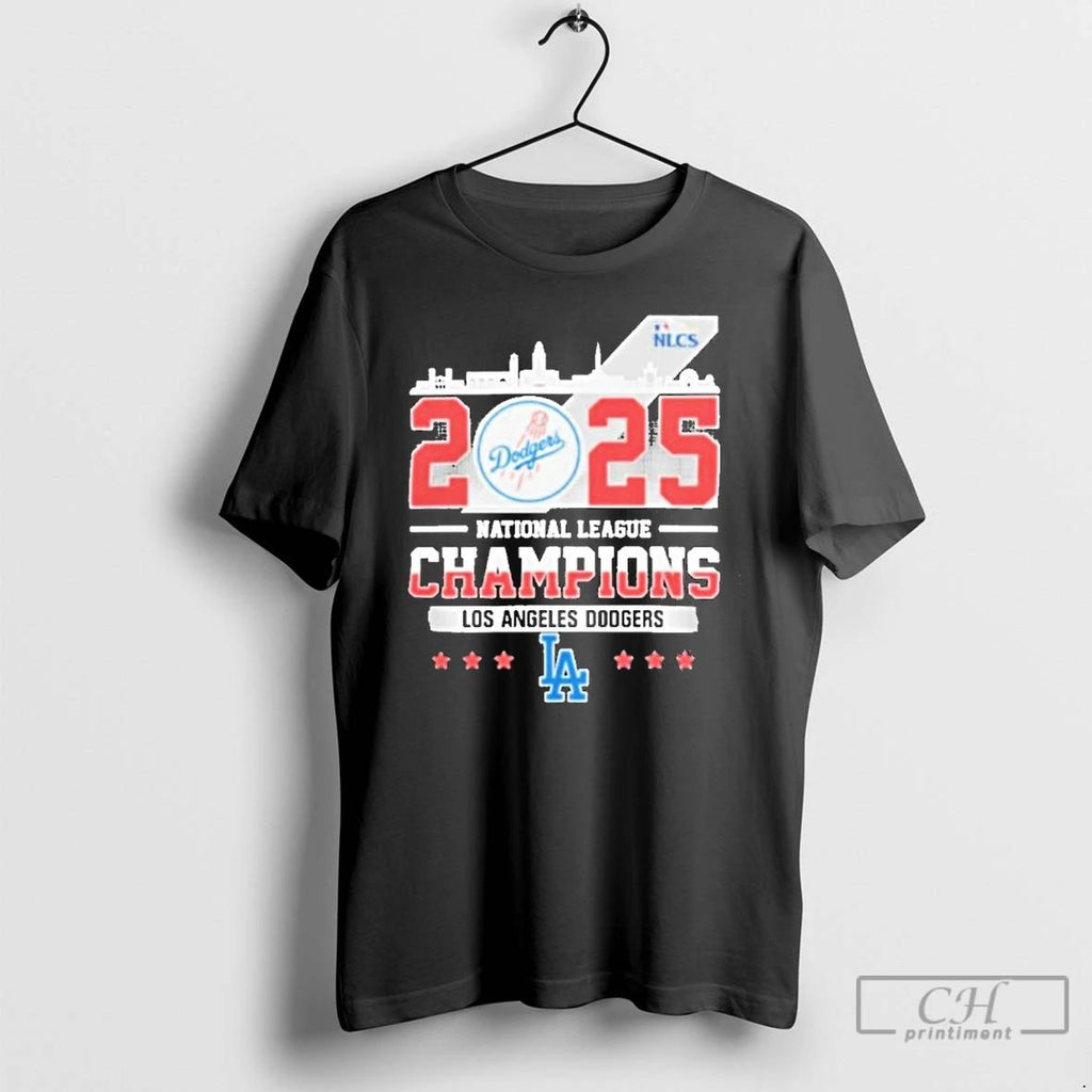 Classic Los Angeles Dodgers Skyline 2025 National League Champions T Shirts