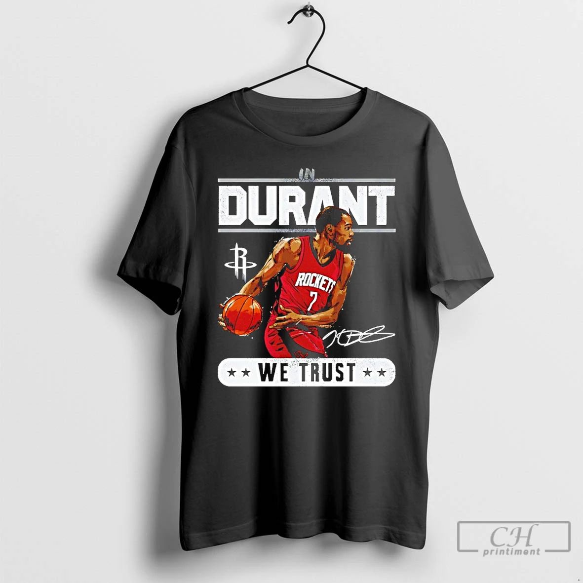 Premium Kevin Durant Houston Rockets Basketball We Trust Signature T Shirts