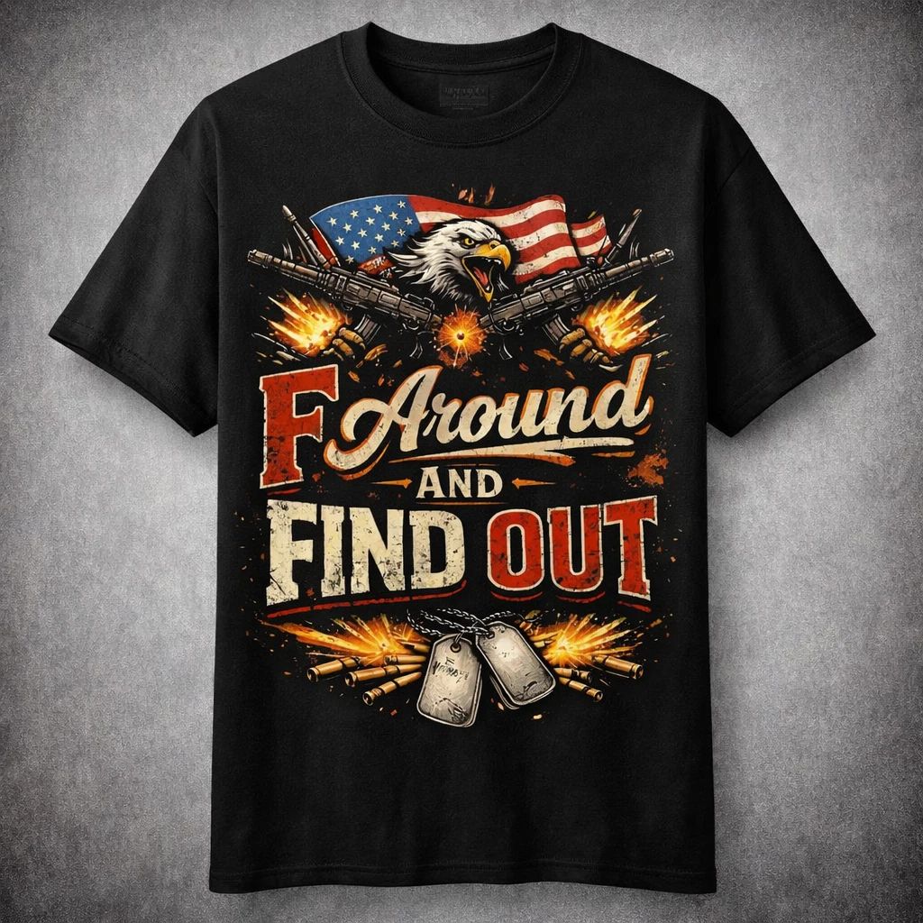 FAFO Funny Patriotic T Shirt Men F Around Find Out Eagle American Flag Tee
