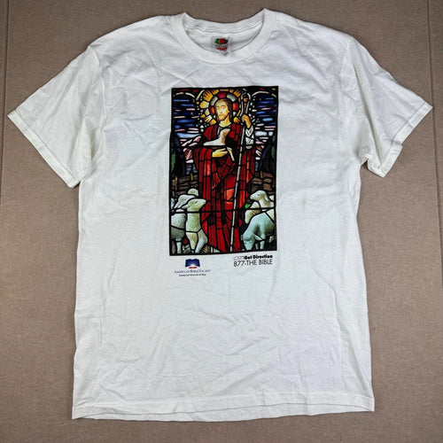 American Bible Society Shirt Mens L White Jesus Shepherd Religious Tee Faith