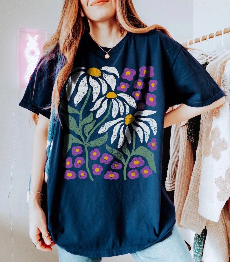 Floral Boho Daisy Flower Comfort Tee Shirt Women's