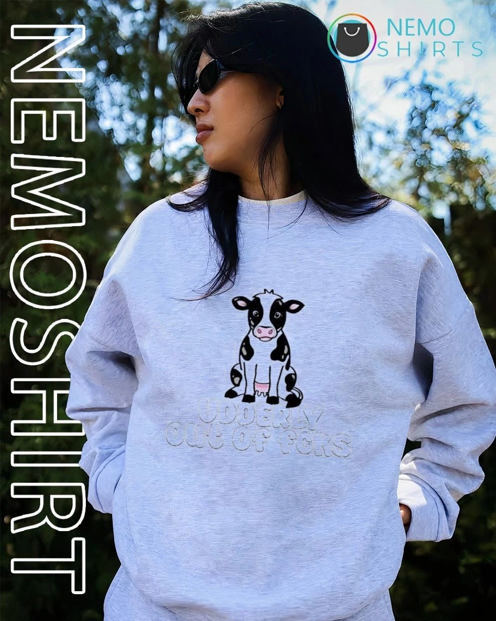 Udderly Out of Fcks Cow sarcastic farm animal shirt