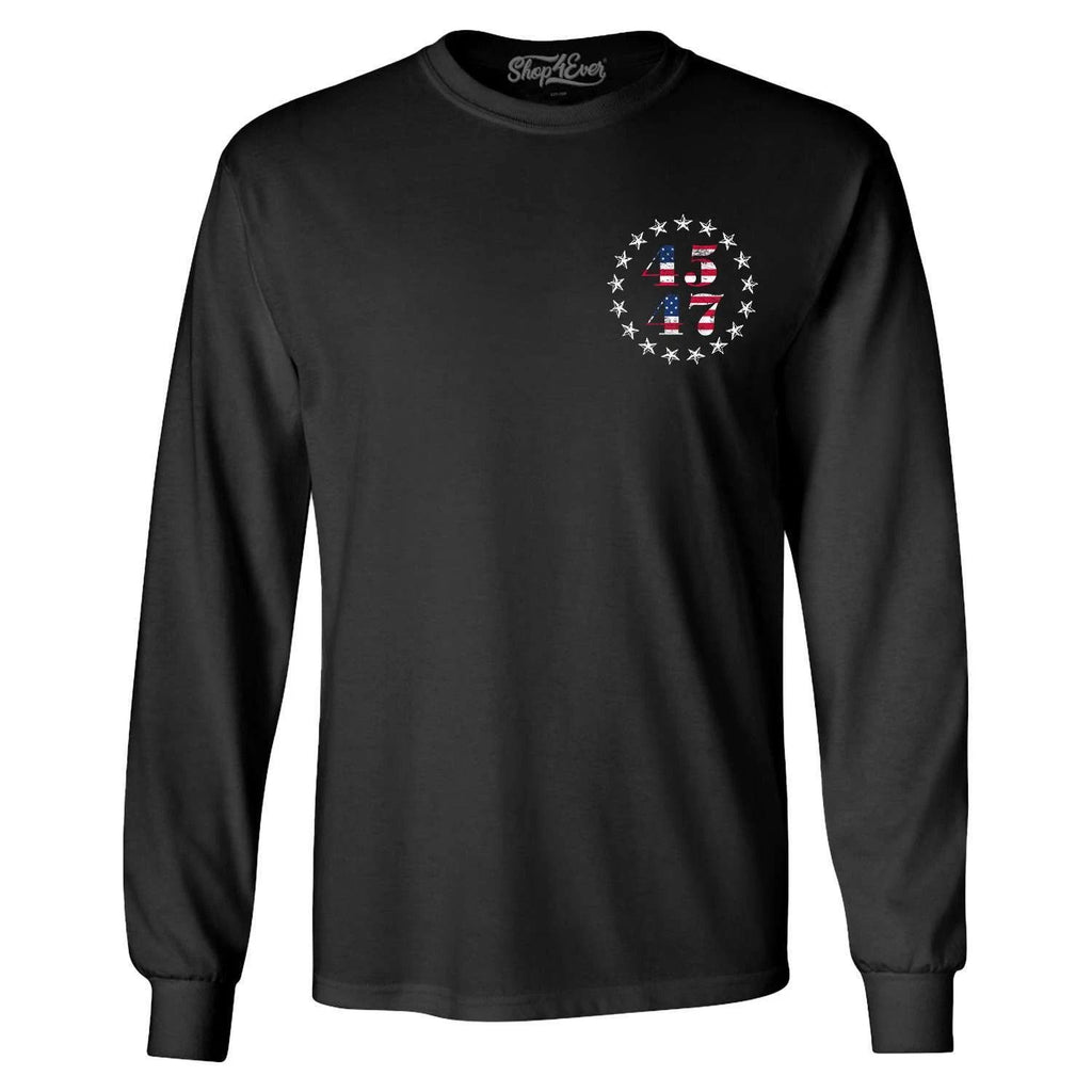 Donald Trump 45 47 Star Pocket Long Sleeve President 2024  Shirt