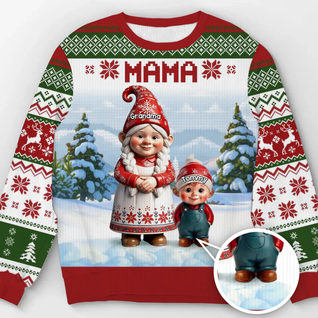 Custom Gnome Unisex Ugly Sweatshirt - Personalized Christmas Birthday Gifts For Grandma, Grandparent, Mom - Christmas Magic Shared Across Generations