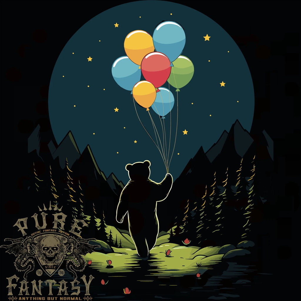 A Teddy Bear Holding Balloons Fantasy Mens T-Shirt 100% Cotton