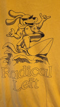 Yellow "Radical Left" Surfing Waves Graphic T-shirt Unisex Size XL