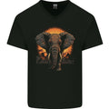 Sunset Tribal Elephant Fantasy Mens V-Neck Cotton T-Shirt