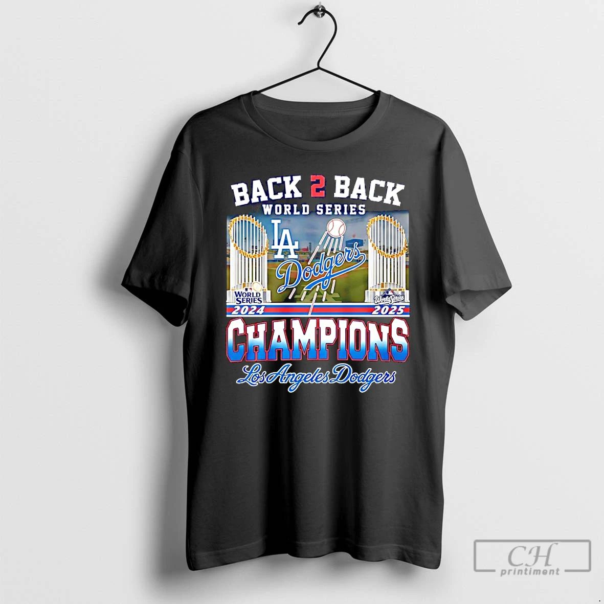 Classic La Dodgers Back To Back 2024 2025 World Series Champions Trophy T Shirts