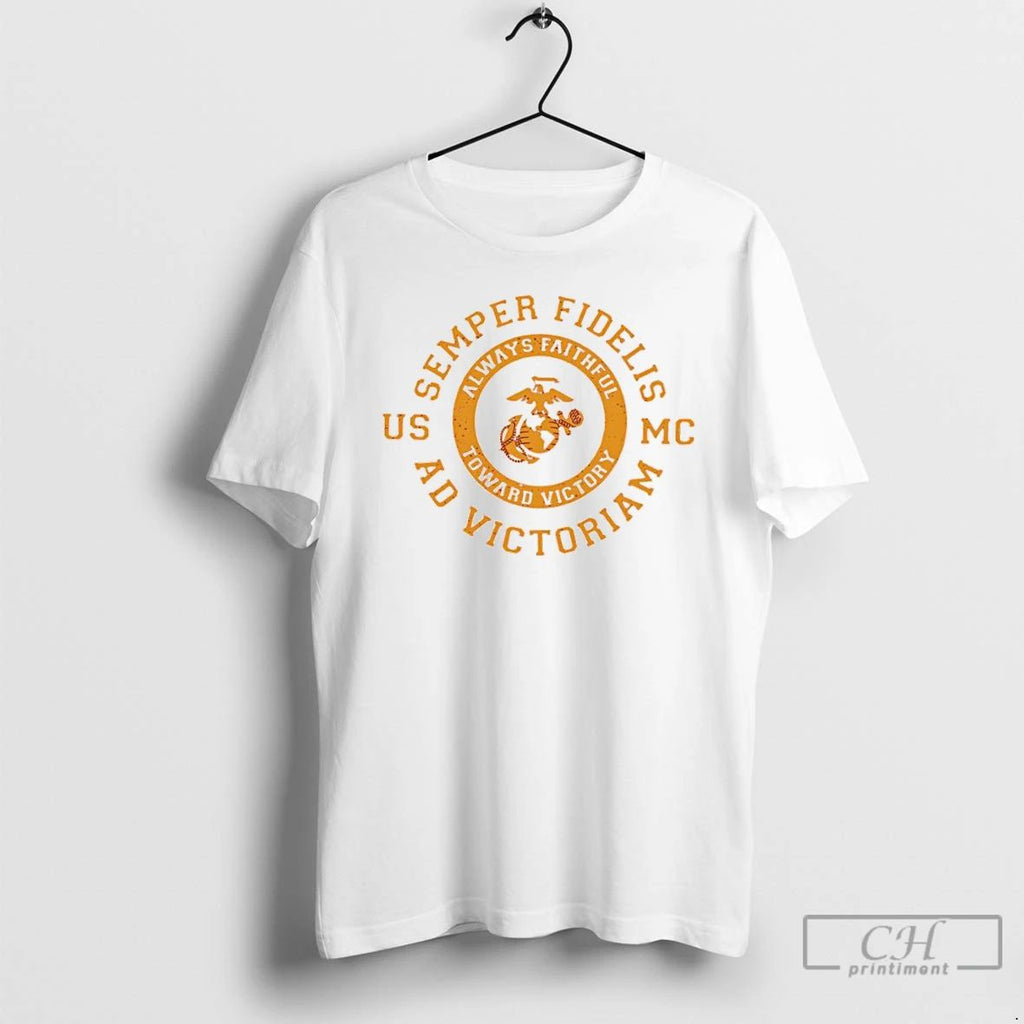 Classic Usmc Semper Fidelis Ad Victoriam Always Faithful Toward Victory Logo T Shirts
