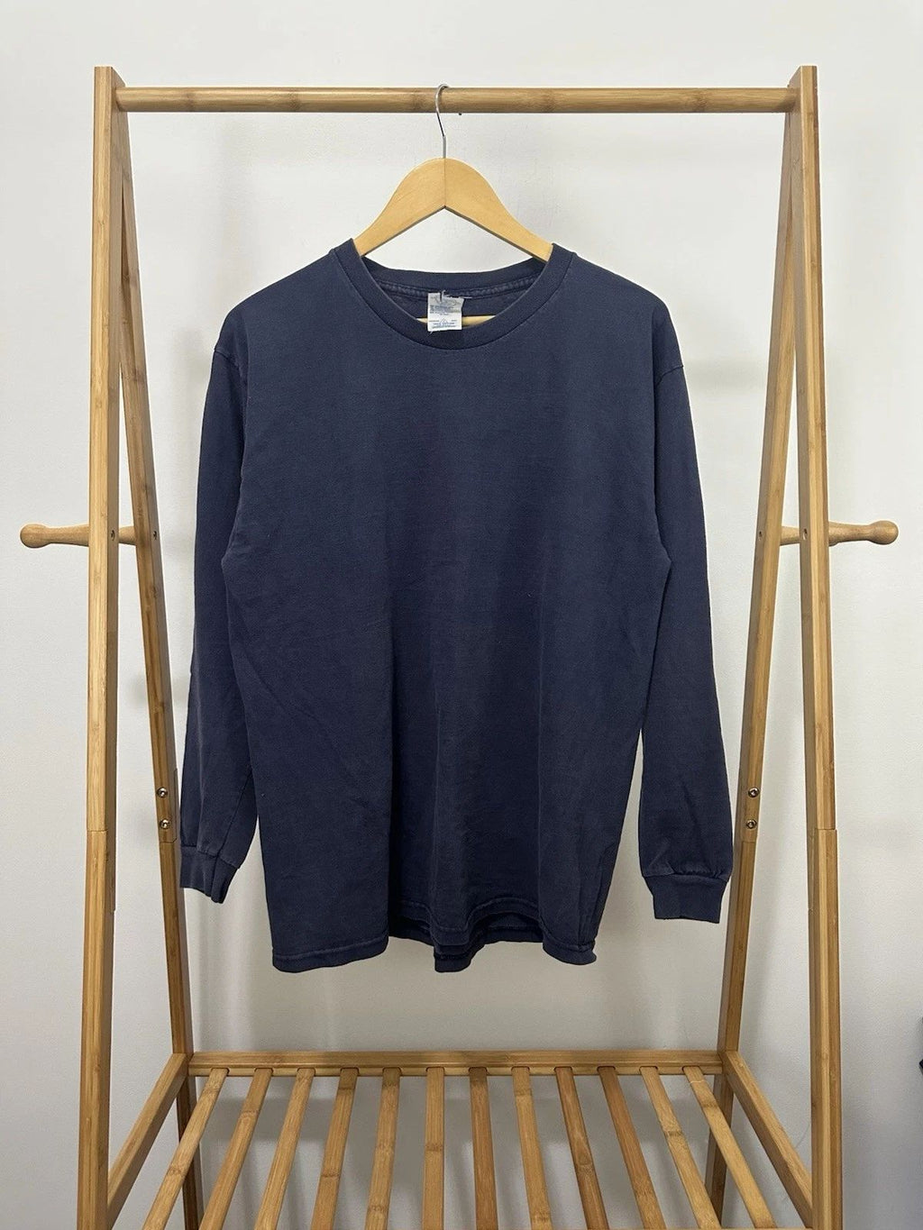 VTG Faded BLANK Essential Long Sleeve WIP Work Delta T-Shirt Size L
