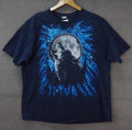Vintage Howling Wolf Moon  Graphic Tee Shirt Blue Size 2XL