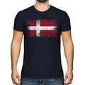 DENMARK DISTRESSED FLAG MENS T-SHIRT TOP DANMARK FOOTBALL DANISH GIFT SHIRT