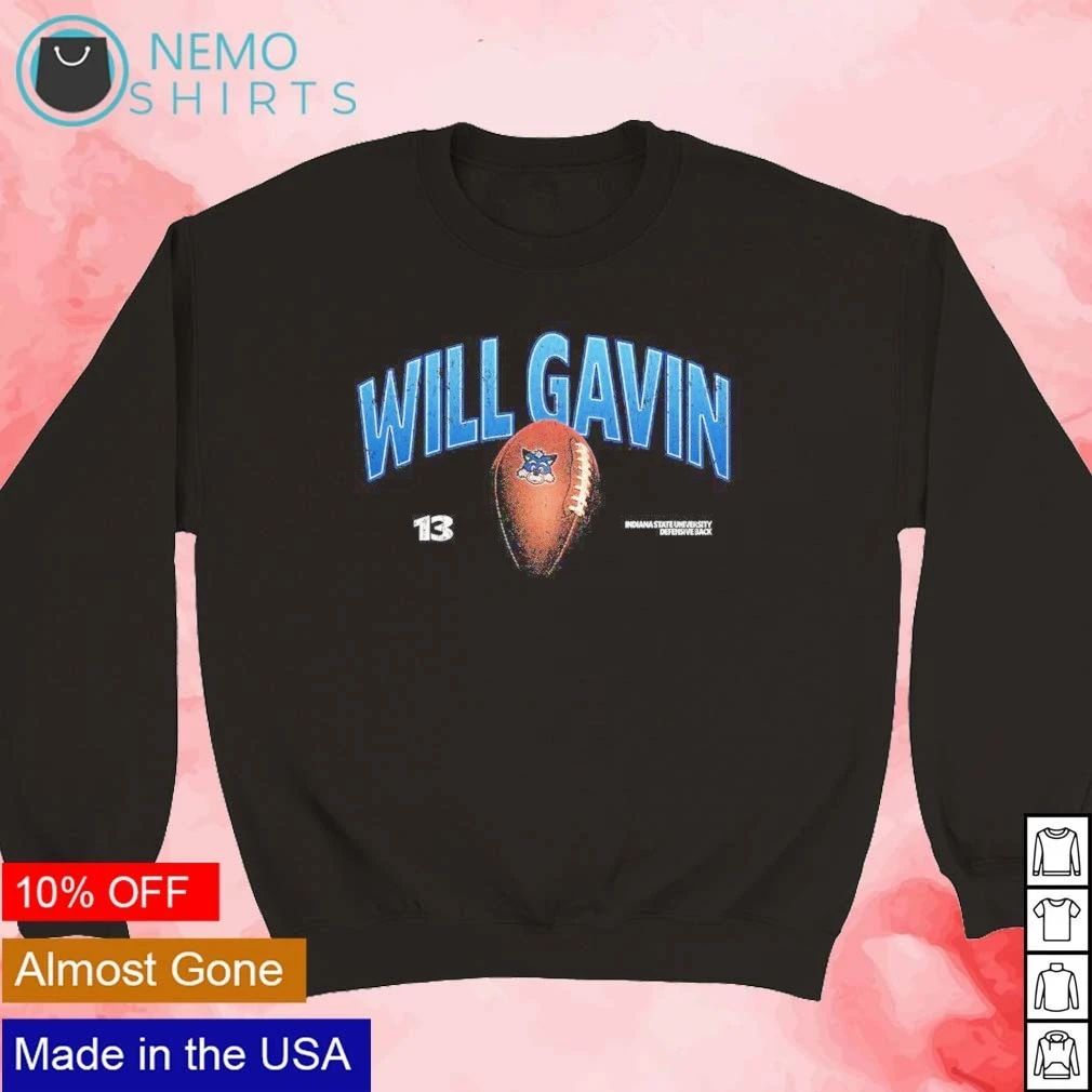 Will Gavin 13 Indiana State University Defensive Back shirt