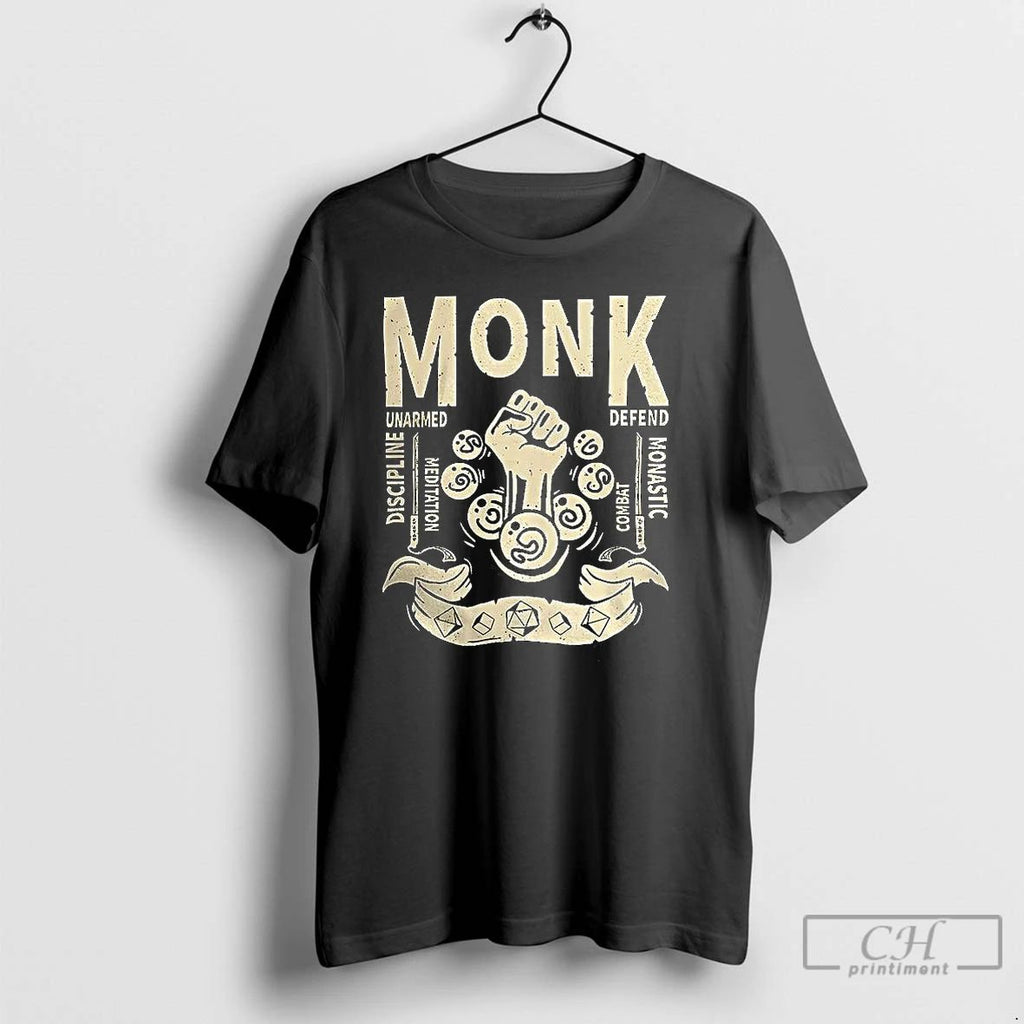 Classic Monk Grunge Dungeons And Dragons T Shirts