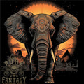 Sunset Tribal Elephant Fantasy Mens T-Shirt 100% Cotton