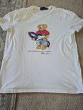 Ralph Lauren Shirt Mens L  White Beach Bear Surf T Tee Short Sleeve