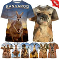 Summer Kangaroo Round Neck 3D Print Women Men Short Sleeve T-shirt Tops Casual