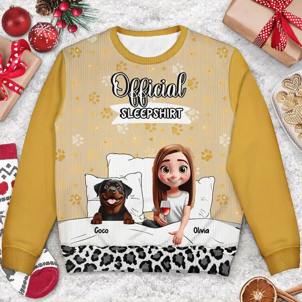 Dog Mom Dog Dad Official Sleep Shirt - Personalized Unisex Ugly Sweater