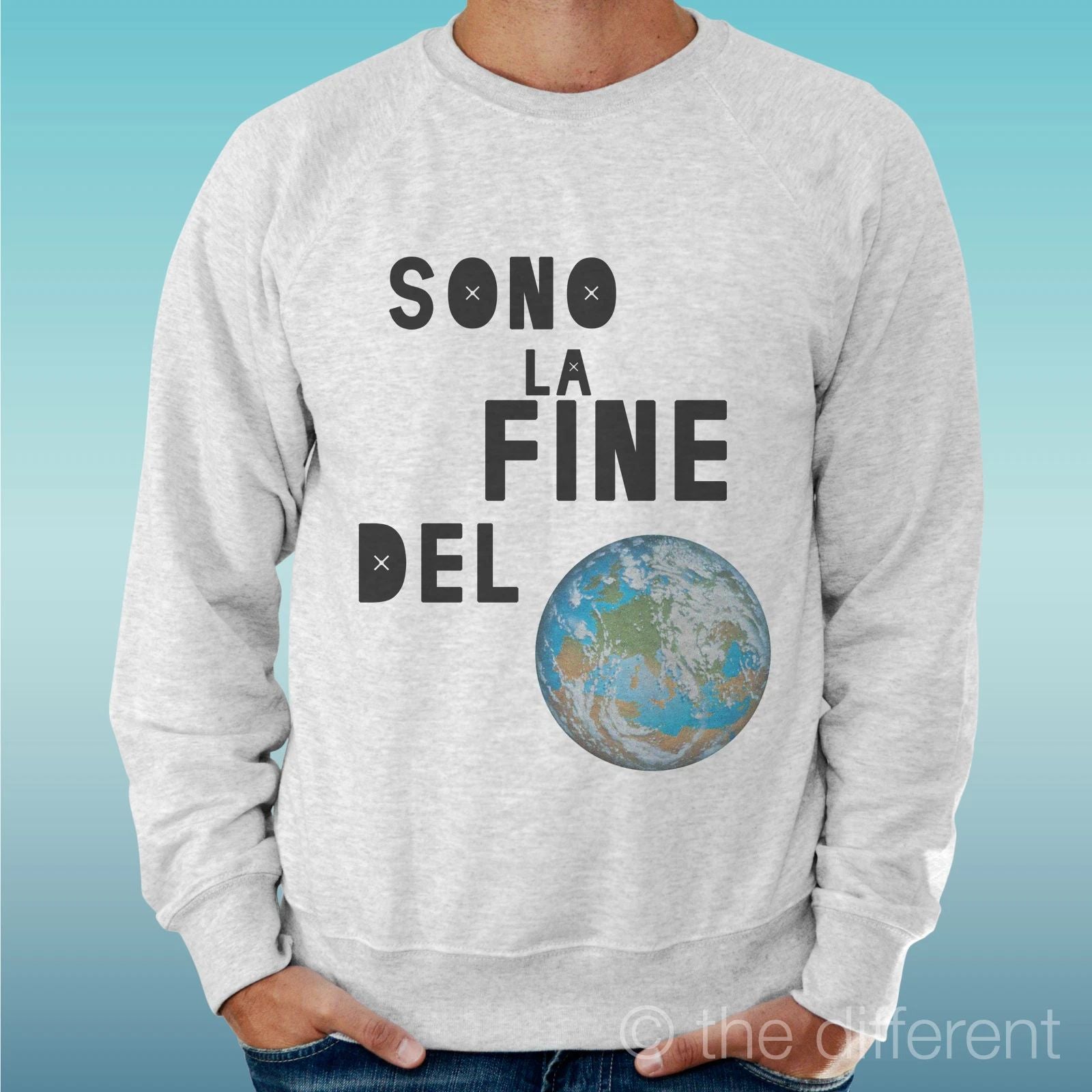 Felpa Man Light Sweater Light Grey " Sono La End Of World Sentence "