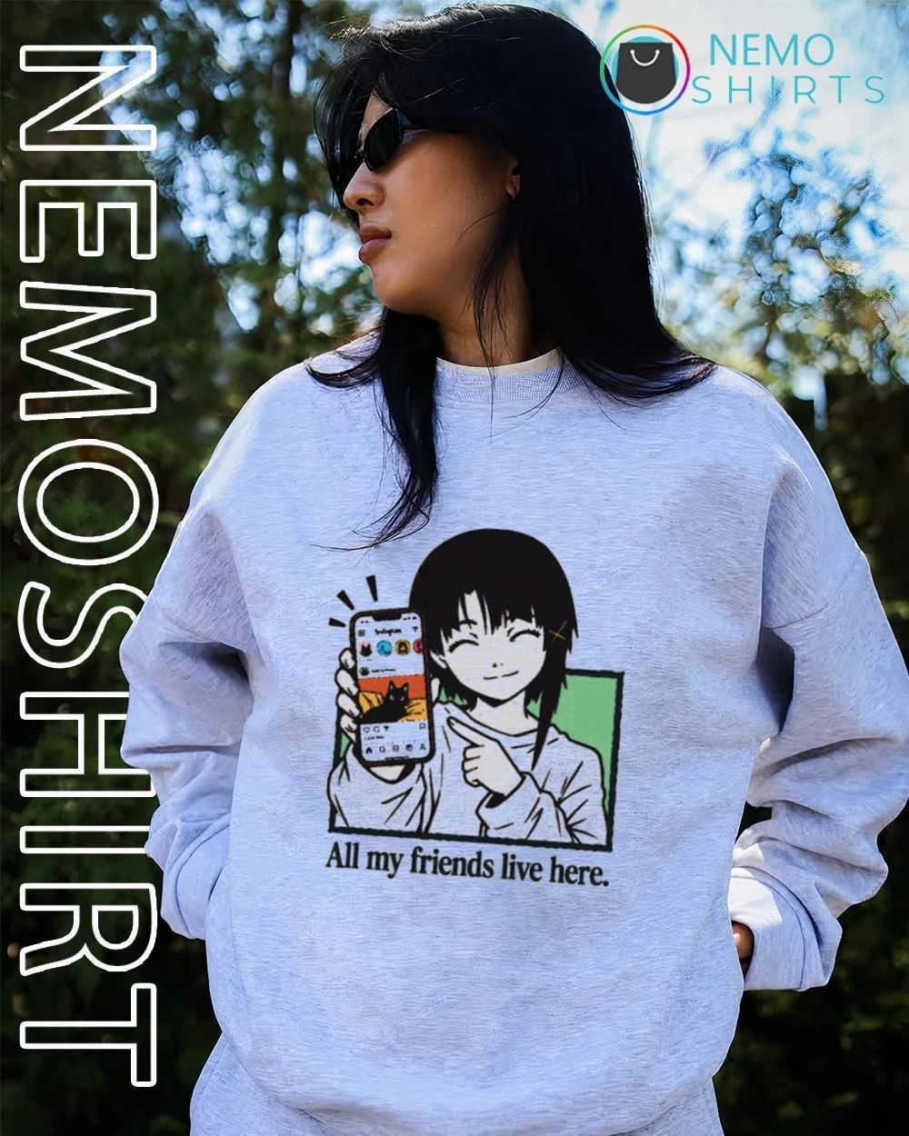 All My Friends Live Here Anime Girl Cat Instagram shirt