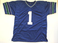 Custom Warren Moon Seattle Blue Mesh Football Jersey