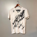 Y2K Express Mens Graphic V-Neck T-Shirt White Lightning Bolt Skull Design Small