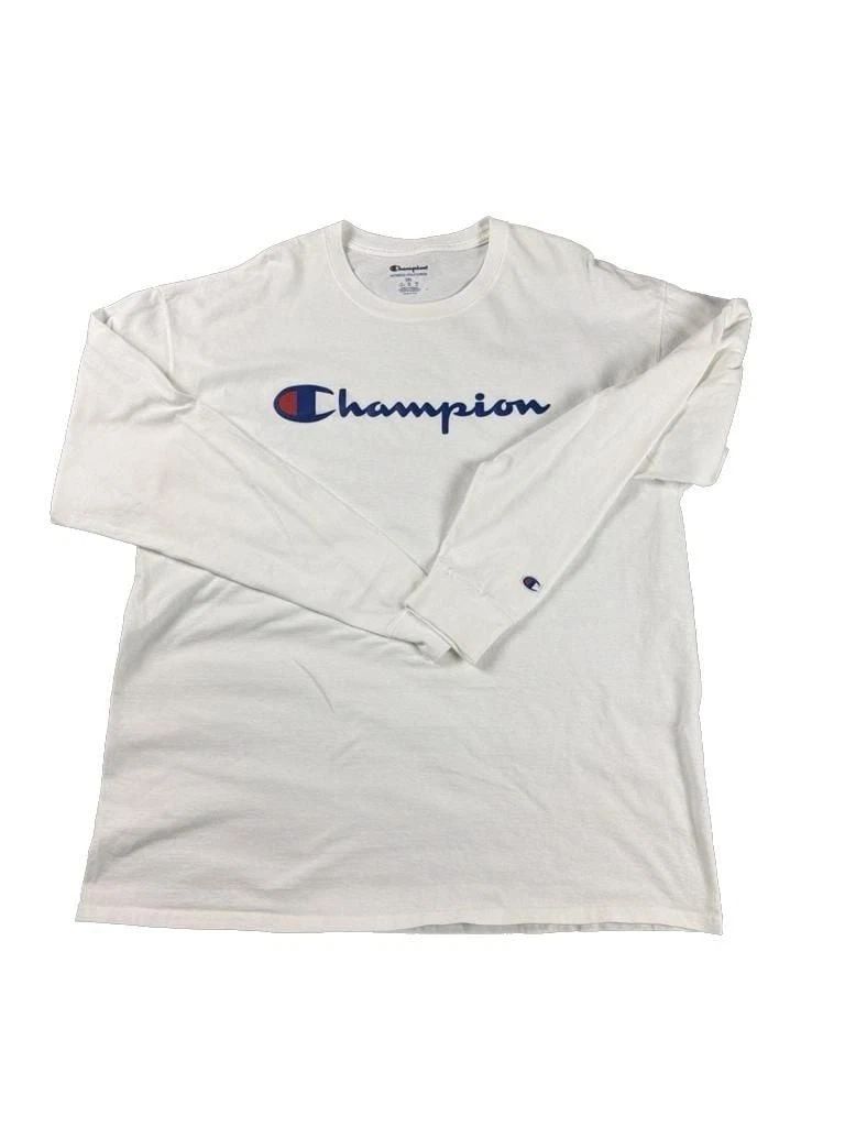 Champion Script Logo Long Sleeve T-Shirt White Size 2XLA-0036