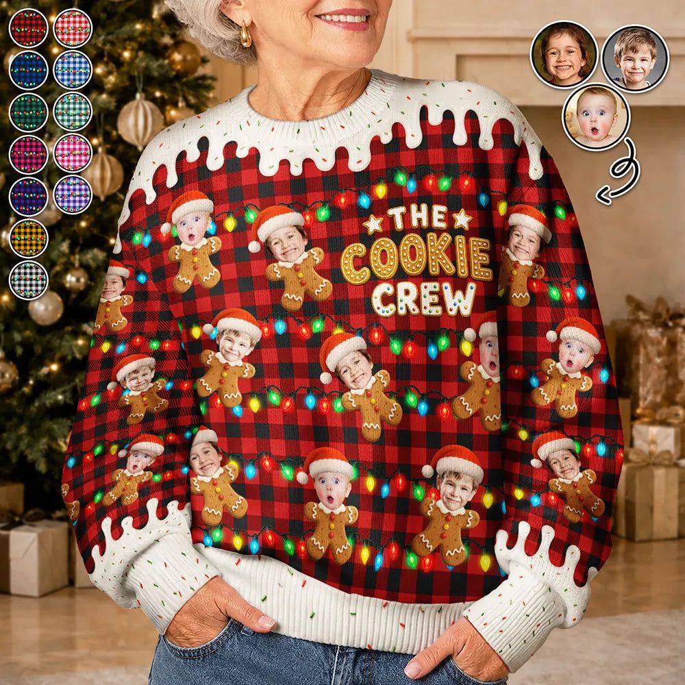 Custom Photo The Cookie Crew Family - Personalized Unisex Ugly Sweater