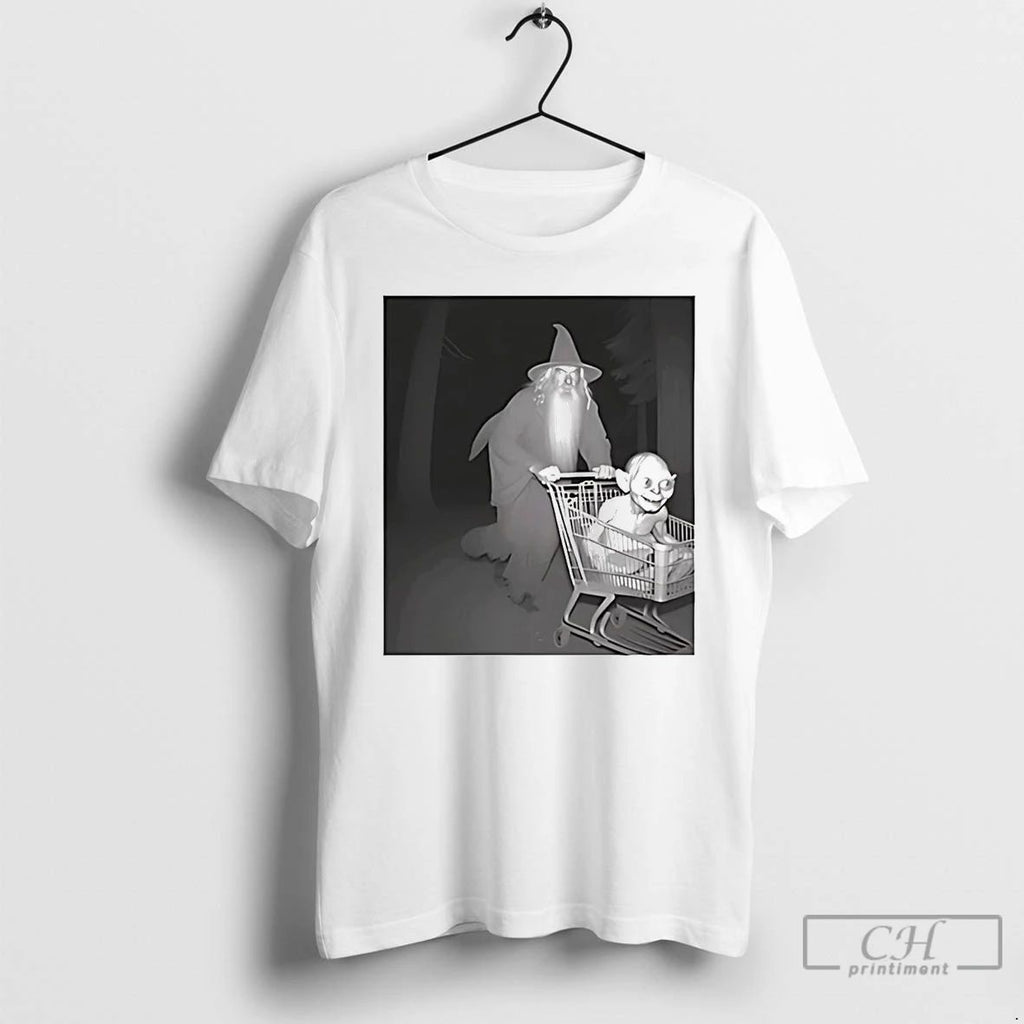 Premium Gandalf Pushing Gollum In Shopping Cart Photo T Shirts