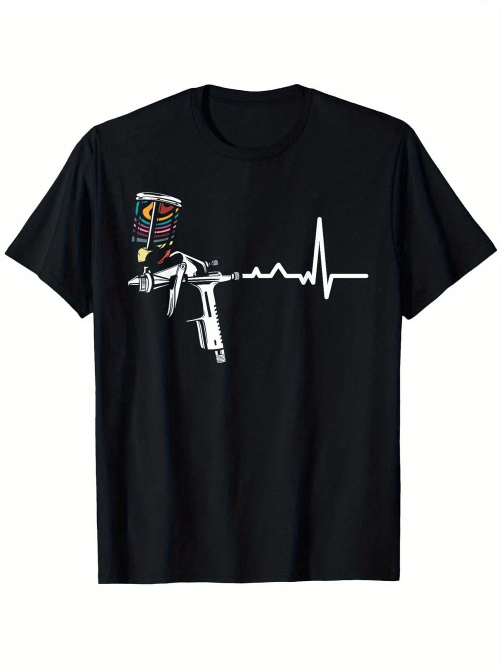 Spray Paint Gun Heartbeat Graphic T-Shirt Street Art Graffiti Style Tee
