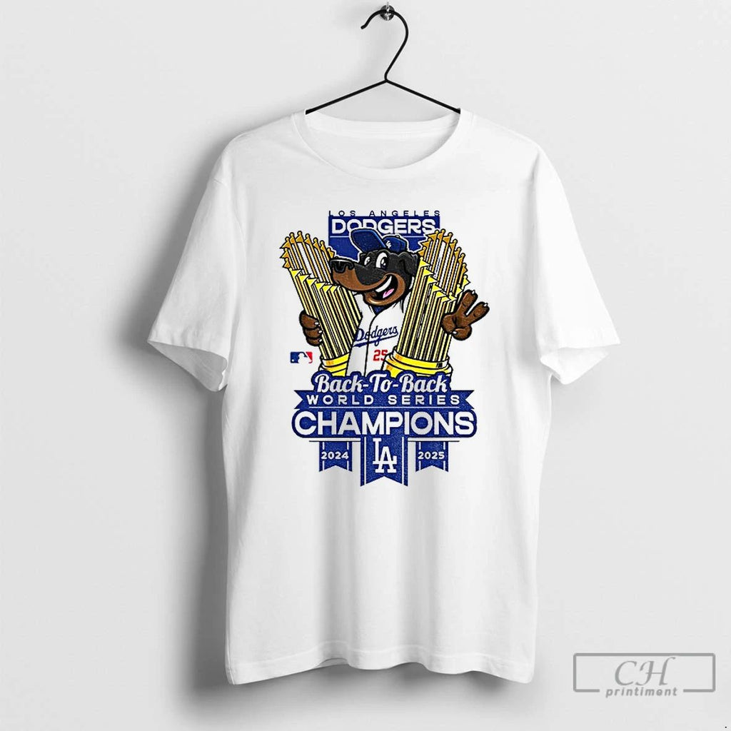 Classic Los Angeles Dodgers World Champions Trophies Back To Back 2024 2025 T Shirts