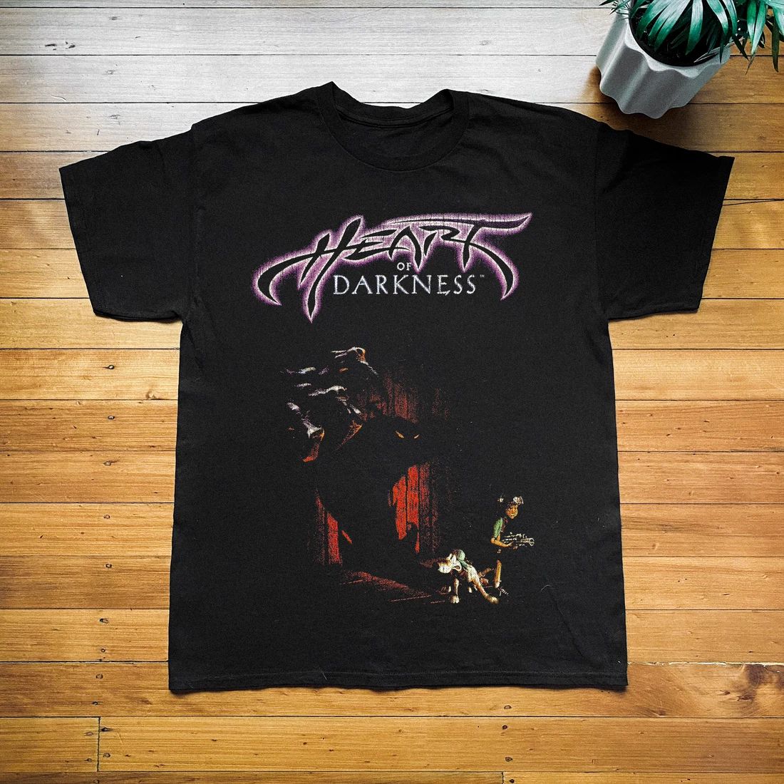 1998 Heart of Darkness PS1 T-Shirt Video Game Promo Graphic Tee S-5XL