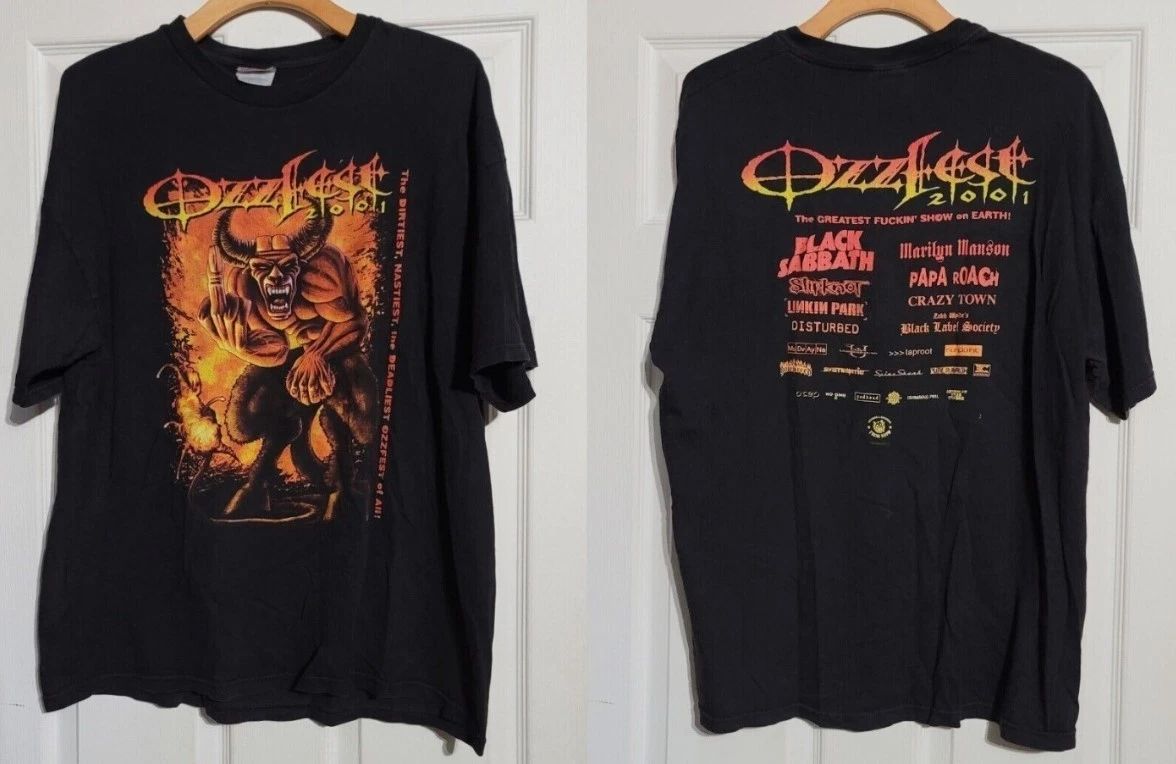 Vintage 2001 Ozzfest Tour Concert Rock Heavy Metal T-Shirt Unisex