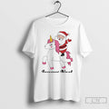 Classic Santa Riding Unicorn Joyeux Noel Christmas White T Shirts