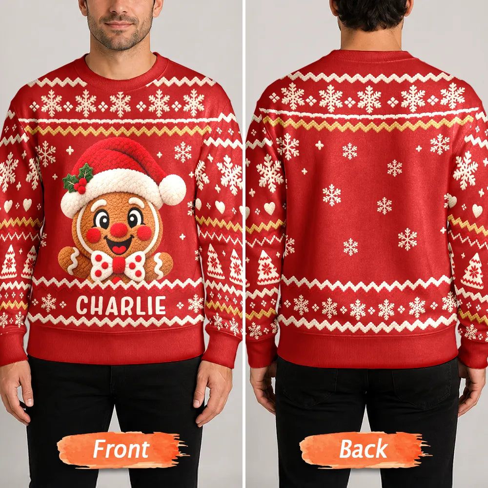 Christmas Gift For Family - Personalized Faux Chenille Effect Santa Snowman Reindeer Unisex Ugly Sweater