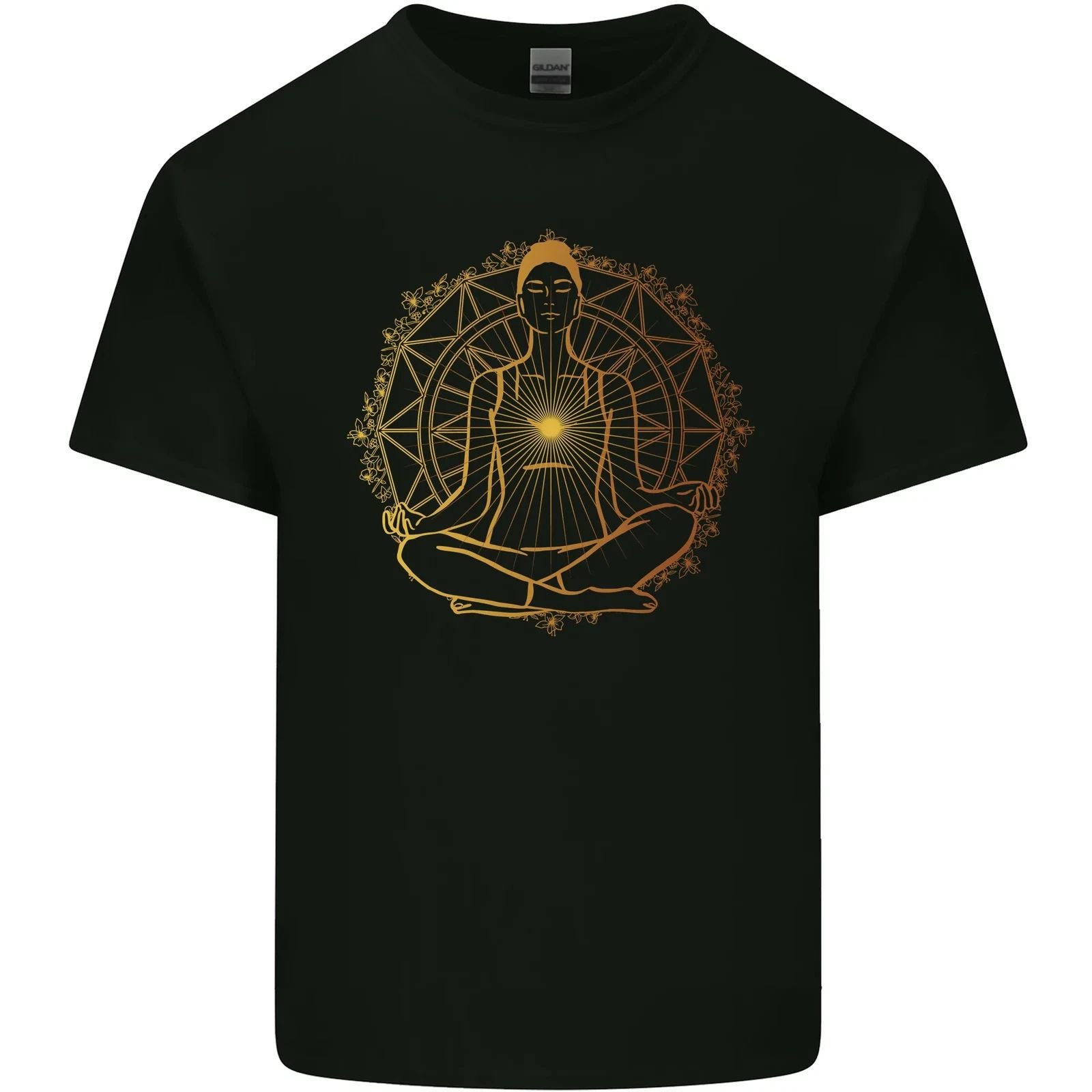 Spiritual Yoga Meditation Peace Mens Cotton T-Shirt Tee Top