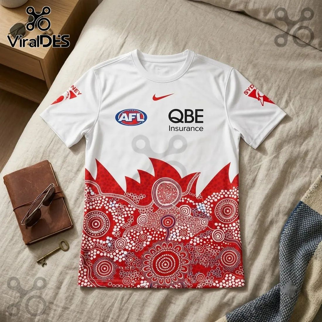 Sydney Swans White Indigenous Pattern Hoodie