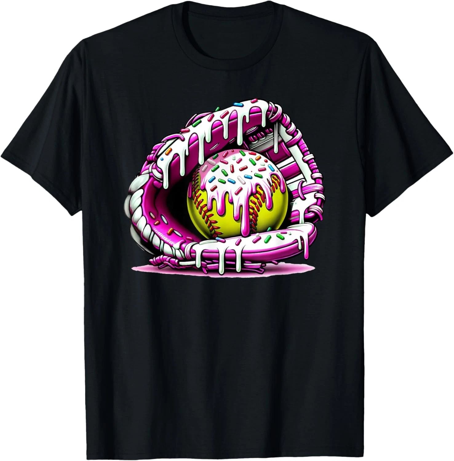 Softball Drip Ice Cream Sprinkles Softball Glove T-Shirt