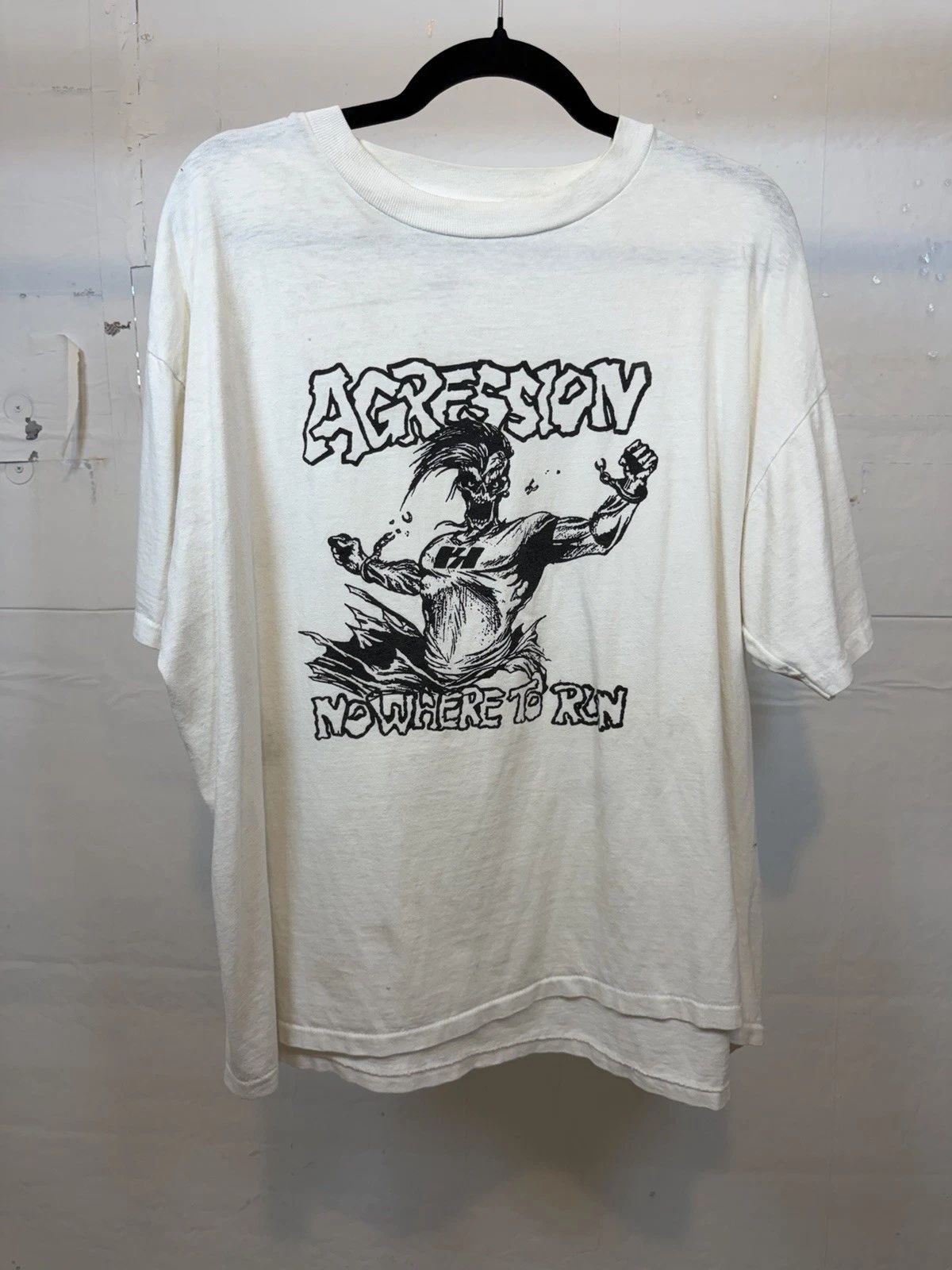 Vintage Aggression Shirt XL Nowhere To Run Hardcore Punk Rock White